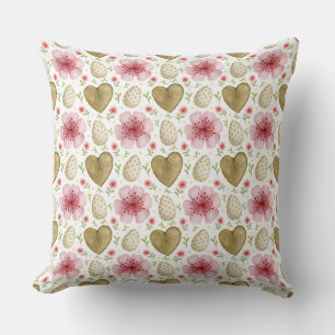 Coussin Oeufs de Pâques, Coeurs et Fleurs Pilier de Pâques
