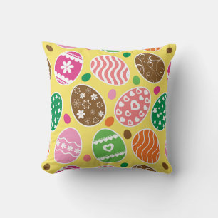 Coussin OEufs de Pâques colorés Motif Jaune Arrière - plan