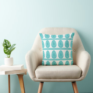 Coussin Œufs de Pâques modernes bleus heureux