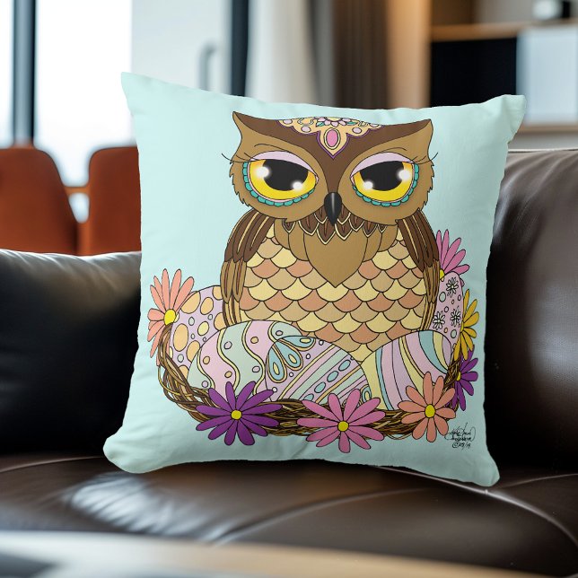 Coussin Oeufs de Pâques Nid de Chouette (Créateur téléchargé)