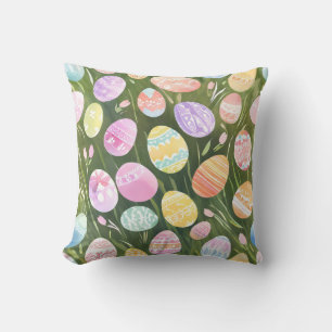Coussin Œufs de Pâques pastel Belle aquarelle de printem