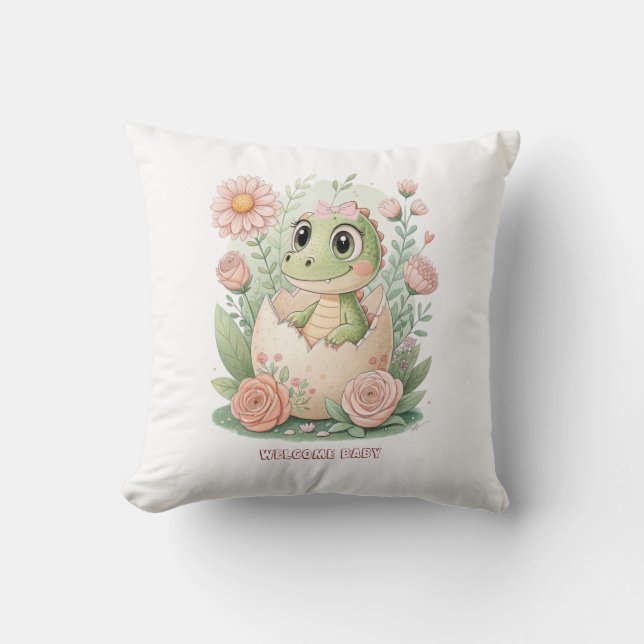 Coussin OEufs d'éclosion de bébé kawaii floral -Fille (Recto)