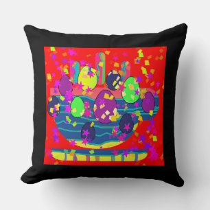 Coussin Œufs et café amusant