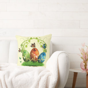 Coussin Oeufs et papillons de pâques