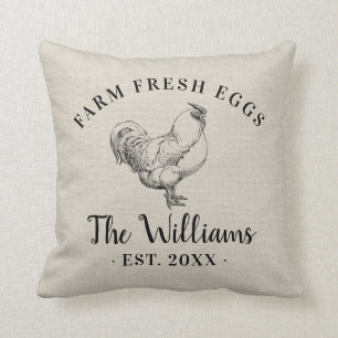 Coussin OEufs frais de ferme Monogramme de famille Oreille