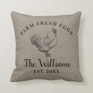 Coussin OEufs frais de ferme Monogramme de famille Oreille
