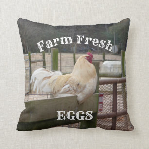 Coussin Oeufs frais de la ferme du coq blanc Lancer l'orei