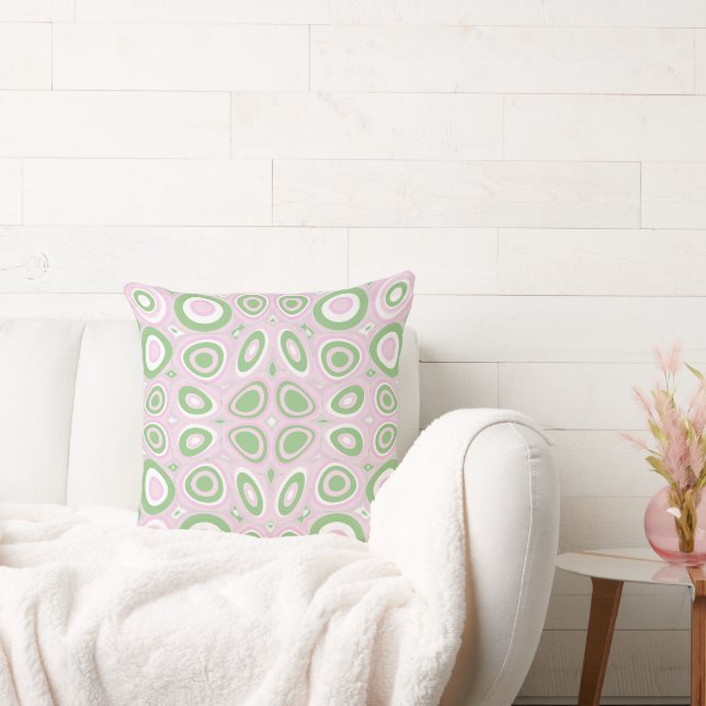 Coussin Oeufs psychédéliques Maz - Vert Blanc Rose (Canapé)