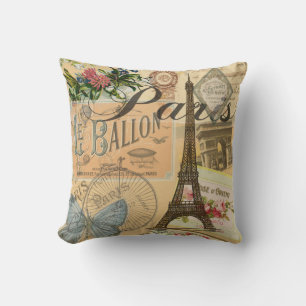 Coussin Oeuvre colorée Vintage voyage Paris France