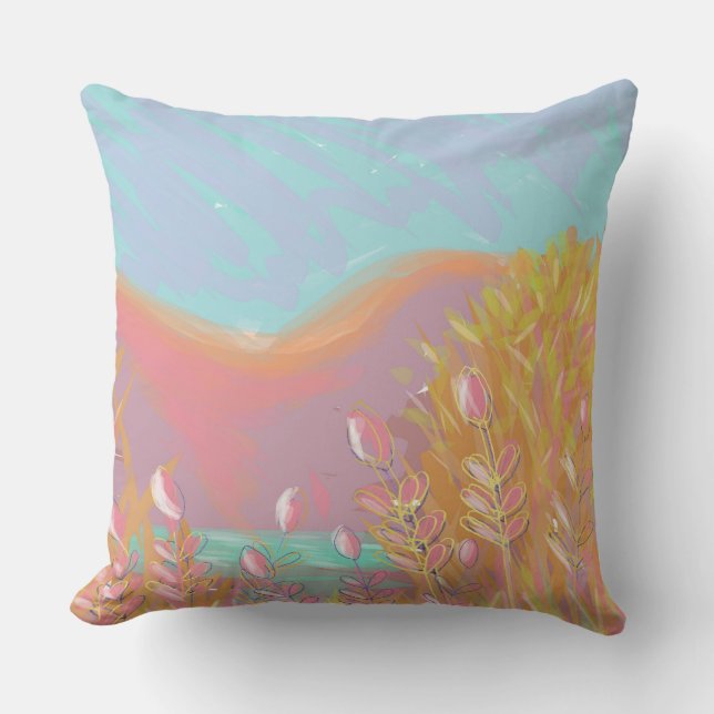 Coussin Oeuvre contemporaine originale "Le Lac" (Recto)
