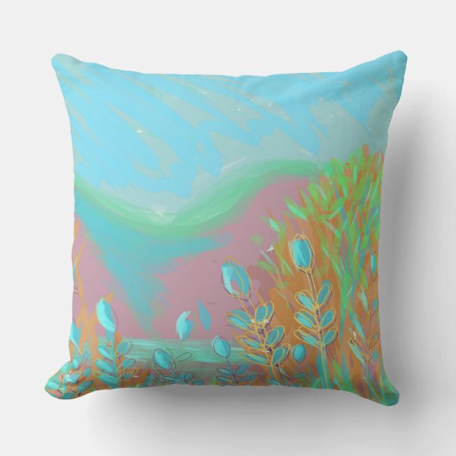 Coussin Oeuvre contemporaine originale "Le Lac" (Recto)
