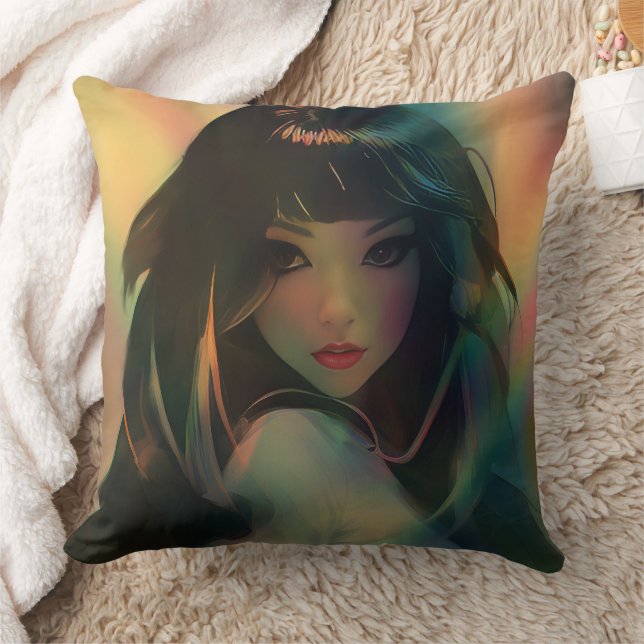 Coussin Oeuvre d'Anime Girl entourée de Rainbow Light (Couverture)