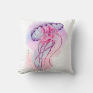 Coussin OEuvre d'aquarelle de méduses