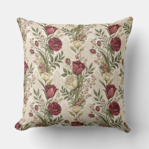 Coussin Œuvre d'art à motif floral de jardin de roses dama