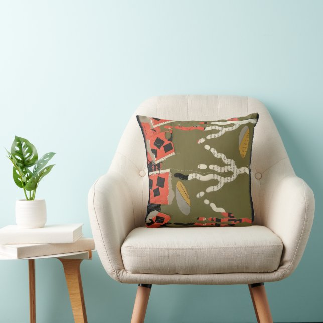 Coussin Œuvre d'art abstraite fleur poppy (Chaise)