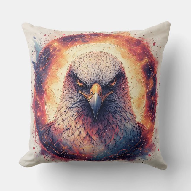 Coussin Œuvre d'art Aigle Vibrant (Recto)