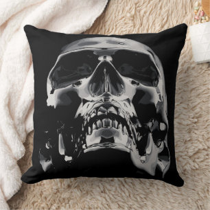 Coussin Œuvre d'art de crâne métallique brillant
