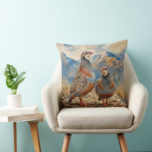 Coussin Œuvre d'art de paire de perdrix chukar 