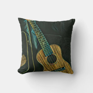 Coussin oeuvre d'art du joueur de guitare rock vintage