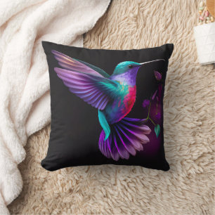 Coussin Œuvre d'art élégante et colorée de colibri sarcell