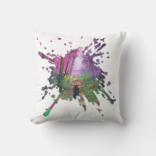 Coussin Œuvre d'art faite à la main - Marcher seul