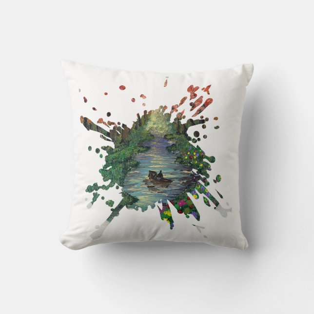 Coussin Œuvre d'art faite main - Orang arbres  (Recto)
