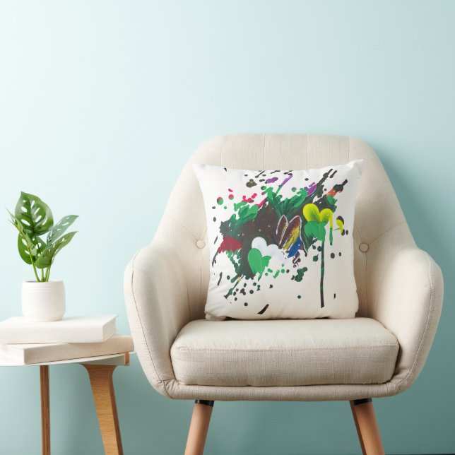 Coussin Œuvre d'art faite main - Papillon Bolssom (Chaise)