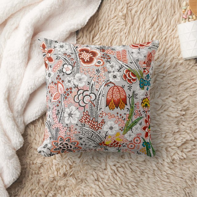 Coussin Œuvre d'art florale abstraite vintage bohème éléga (Couverture)