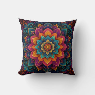 Coussin Œuvre d'art florale inspirée des mandalas