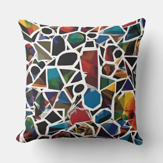 Coussin Œuvre d'art géométrique abstraite vibrante (Recto)
