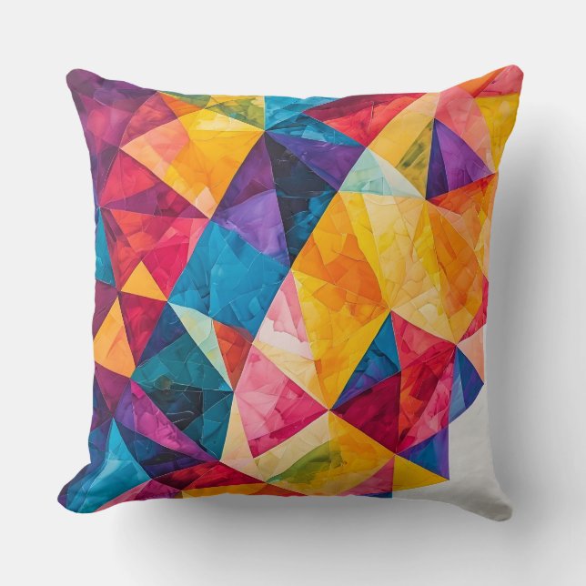 Coussin Œuvre d'art géométrique abstraite vibrante (Recto)
