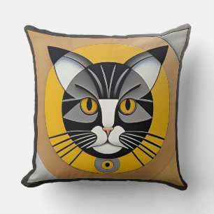 Coussin Œuvre d'art géométrique de chat