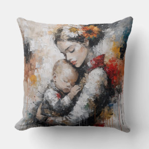 Coussin Œuvre d'art murale de maternité émouvante avec cou