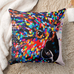 Coussin Œuvre d'art murale d'oiseau tropical vibrant dans