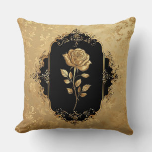 Coussin Œuvre d'art Rose Dorée avec Élément Décoratif Orné