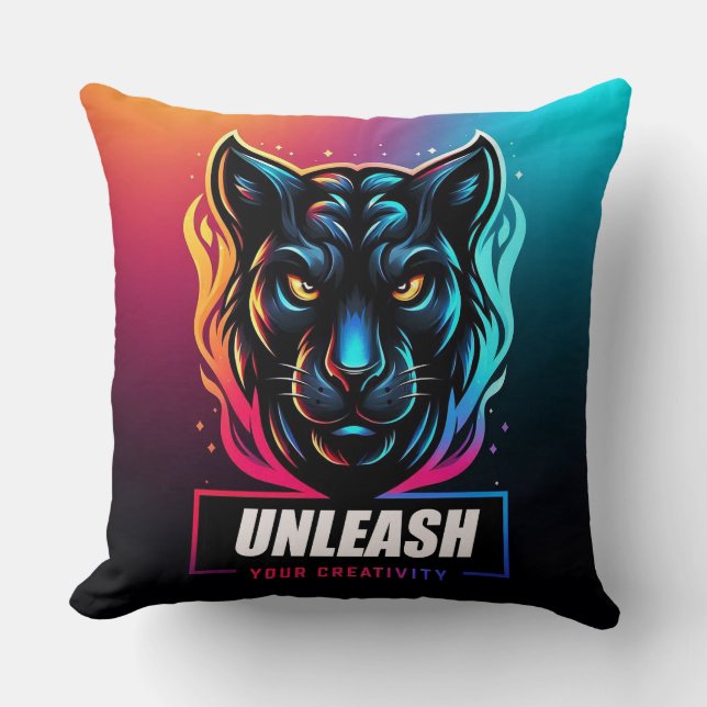 Coussin Œuvre d'art vibrante de la panthère (Recto)