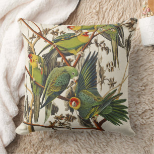 Coussin Œuvre d'art vintage d'Audubon sur la perruche de C