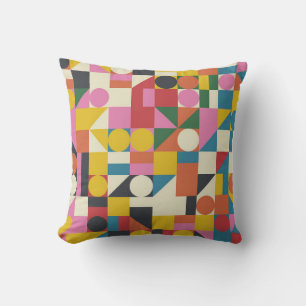 Coussin OEuvre de composition Bauhaus réalisée avec la plu