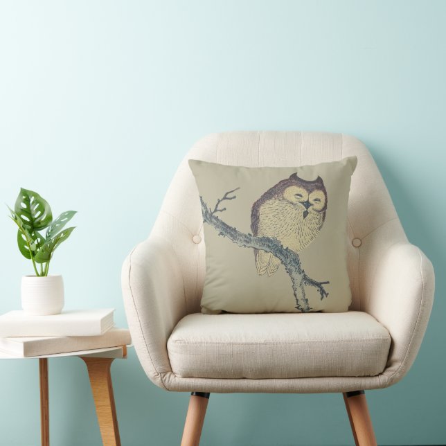 Coussin Oeuvre de nuit japonaise de la Chouette couchée (Chaise)
