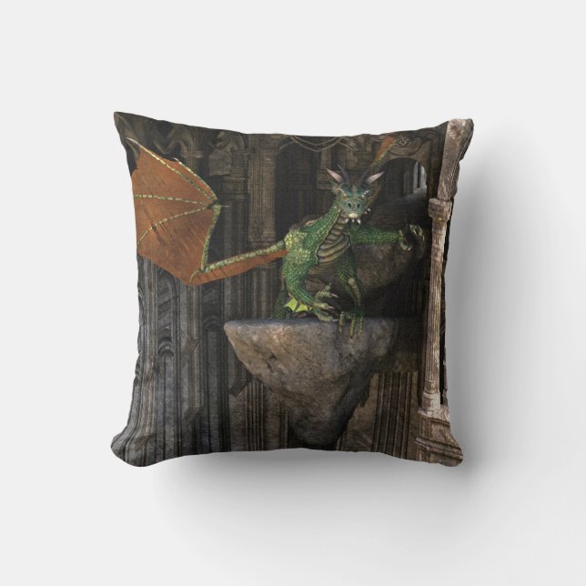 Coussin Oeuvre d'Imaginaire Dragon & Castle (Recto)