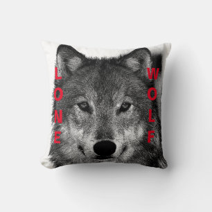 Coussin OEuvre d'oeil de loup noir et blanc