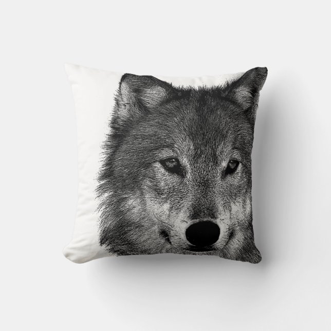Coussin OEuvre d'oeil de loup noir et blanc (Recto)