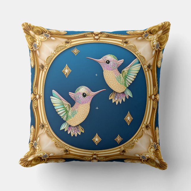 Coussin Œuvres d'art élégantes d'oiseaux encadrés (Recto)