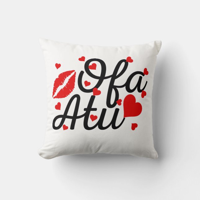 Coussin Ofa Atu - Je T'Aime - Citation Tongan (Recto)