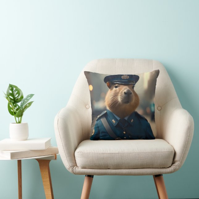 Coussin Officier Capybara : Garder la paix, (Chaise)