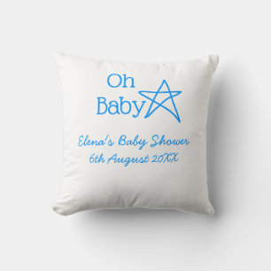 Coussin Oh bébé bleu étoile baby shower ajouter nom passé