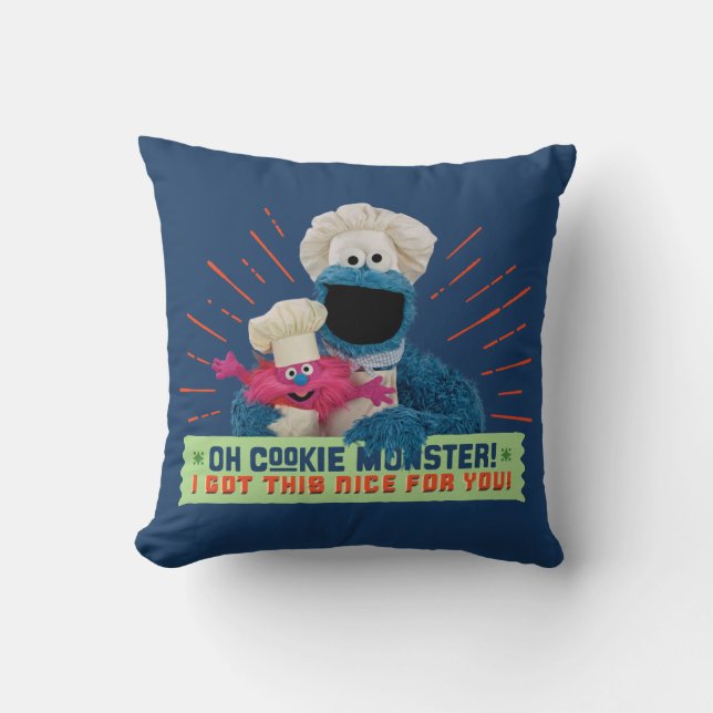 Coussin Oh Cookie Monster! J'ai eu ça de Nice pour vous (Recto)