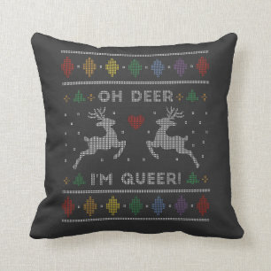 Coussin Oh Deer Im Queer Ugly Christmas Sweater