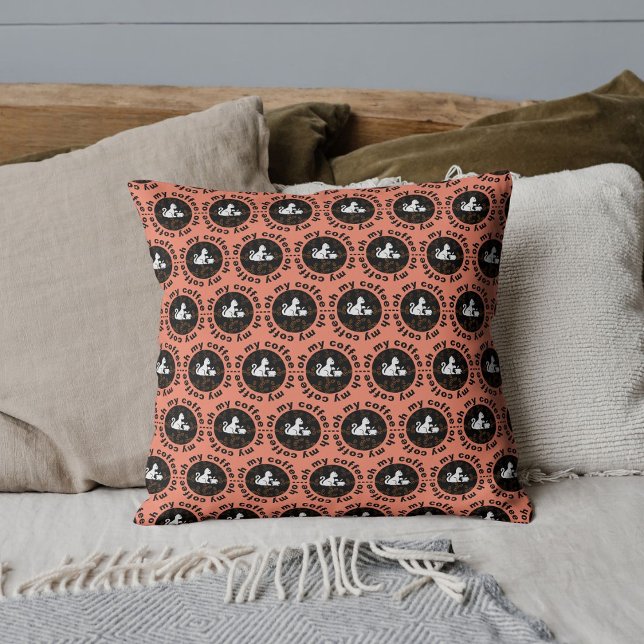 Coussin Oh Mon Café Drôle Saumon de chat (Créateur téléchargé)