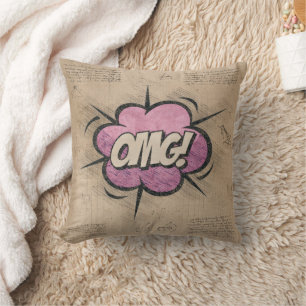 Coussin Oh mon Dieu ! Livre de bande dessinée vintage Stea